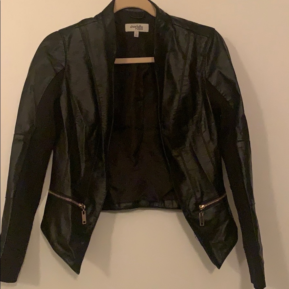 Charlotte Russe mixed media leather jacket
